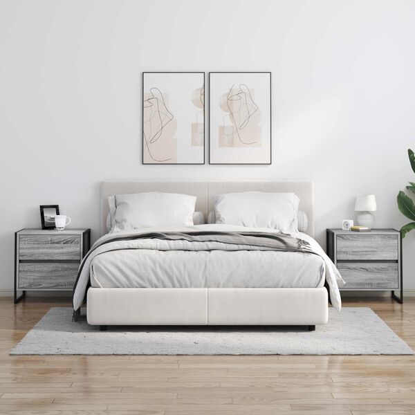 vidaXL Naktinis staliukas su stalčių Pilkas Sonoma 50 x 39.5 x 50 cm