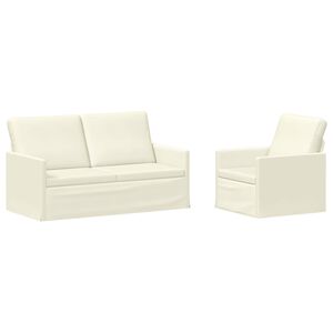 vidaXL Sofos komplektas 2 pcs Kreminė Kordūrinis audinys