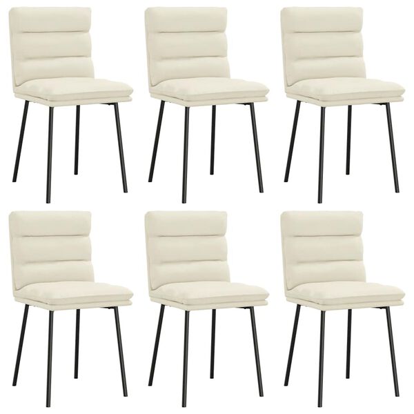 vidaXL Valgomojo kėdės, 6vnt., kreminės spalvos, aksomas