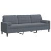 vidaXL Trivietė sofa su pagalvėlėmis, tamsiai pilka, 210cm, aksomas