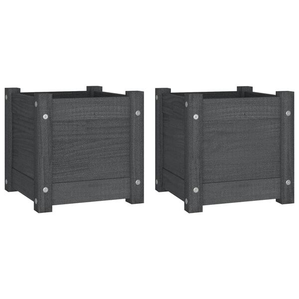 vidaXL Sodo loveliai, 2vnt., pilki, 31x31x31cm, pušies masyvas