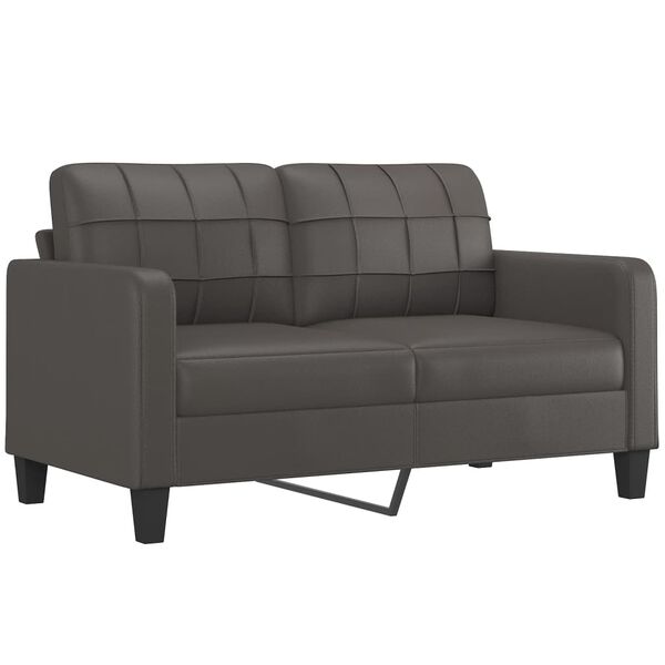 vidaXL Dvivietė sofa su pagalvėmis, pilka, 140cm, dirbtinė oda