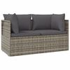 vidaXL Dvivietė sodo sofa su pilkomis pagalvėlėmis, poliratanas
