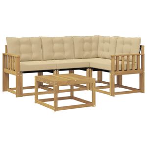 vidaXL Lauko sofos komplektas su pagalve 5 pcs Balta ir kreminė
