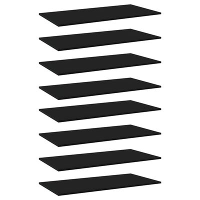 vidaXL Knygų lentynos plokštės, 8vnt., juodos, 80x30x1,5cm, MDP