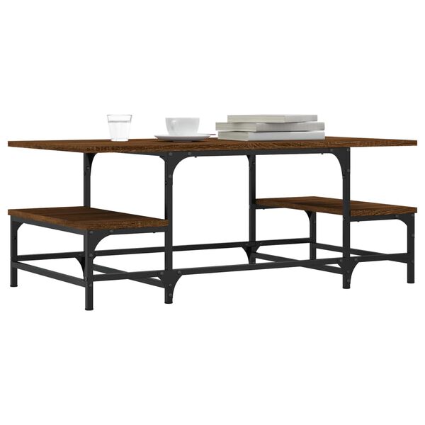 vidaXL Kavos staliukas, rudas ąžuolo, 100x50,5x40cm, apdirbta mediena