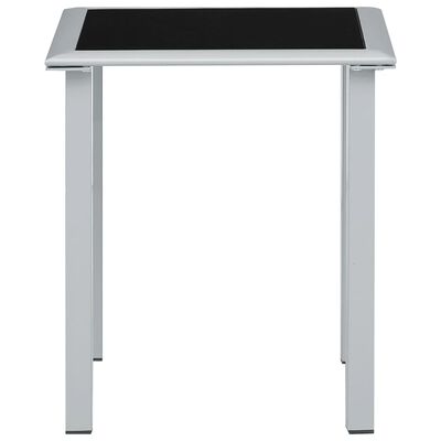 vidaXL Sodo stalas, juodas/sidabrinis, 41x41x45cm, plienas ir stiklas