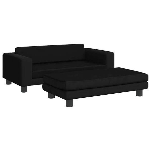 vidaXL Vaikiška sofa su pakoja, juoda, 100x50x30cm, aksomas