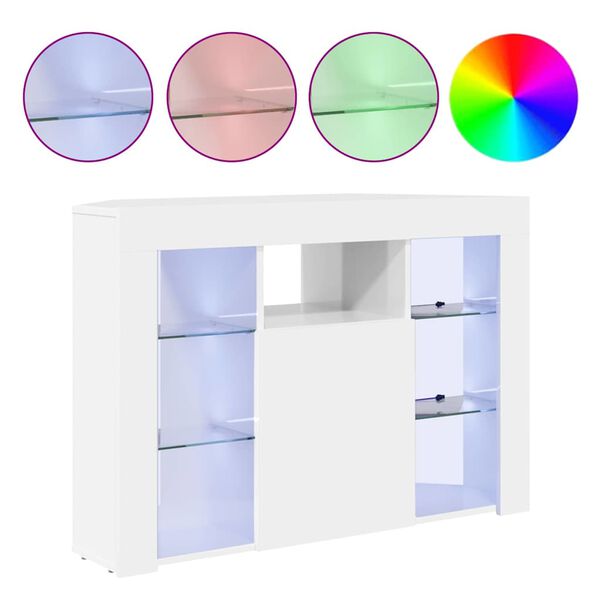 vidaXL Kampinė LED televizoriaus spinta Auk&scaron;to blizgesio balta