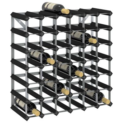 vidaXL Stovas vynui skirtas 42 buteliams, juodas, pušies masyvas