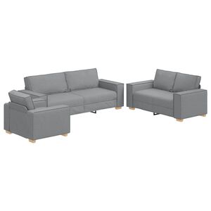 vidaXL Sofa 3 pcs &Scaron;viesiai pilka Lino mi&scaron;inio audinys