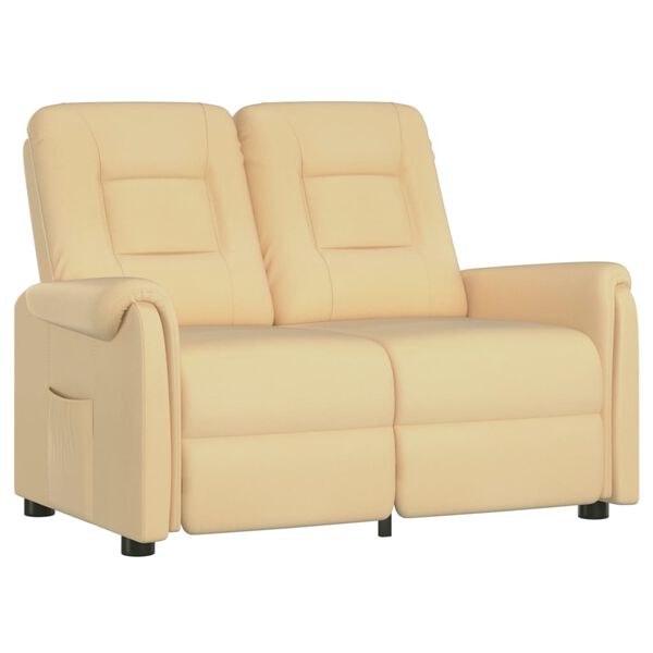 vidaXL Dvivietis atlošiamas masažinis krėslas, kreminis, audinys