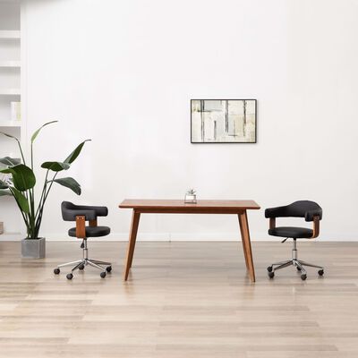 vidaXL Valgomojo kėdės, 2vnt., juodos, mediena ir dirbtinė oda