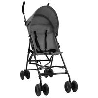 vidaXL Vaikiškas vežimėlis, šviesiai pilkos ir juodos spalvos, plienas