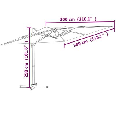 vidaXL Gembės formos skėtis su aliuminiu stulpu, terakota, 300x300cm
