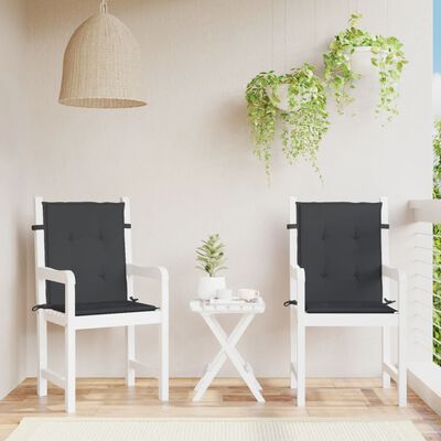 vidaXL Sodo kėdės pagalvėlės, 2vnt., juodos, 100x50x3cm, audinys