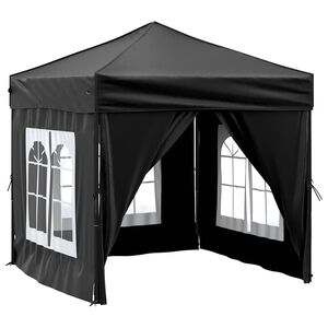 vidaXL Proginė palapinė su &scaron;oninėmis sienomis, juoda, 2x2m
