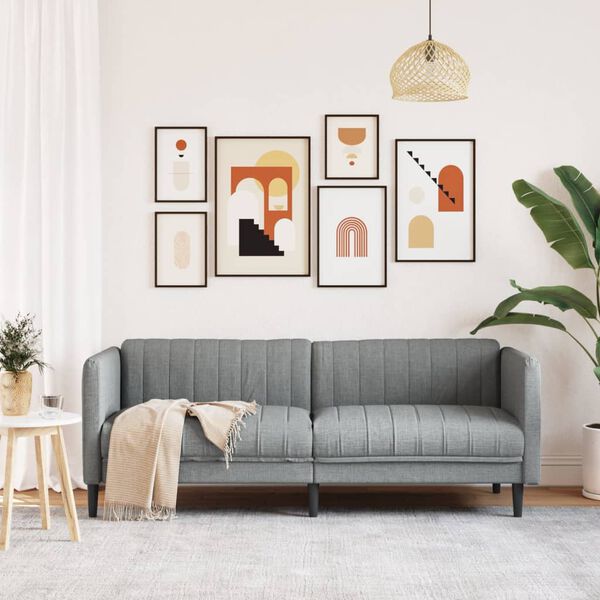 vidaXL Trivietė sofa, šviesiai pilkos spalvos, audinys