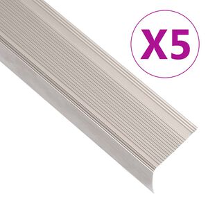 vidaXL Profiliai laiptams, 5vnt., &scaron;ampano, 90 cm, aliuminis, L formos