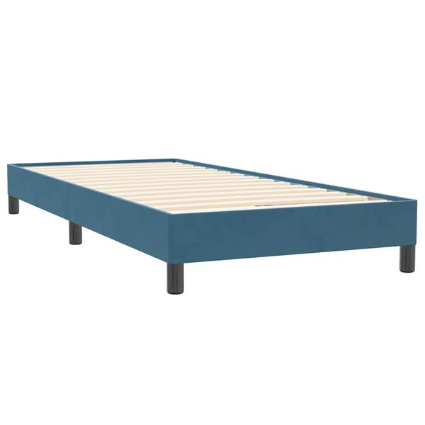 vidaXL Box Spring Lova be čiužinio Tamsiai mėlyna 100x220 cm aksomas