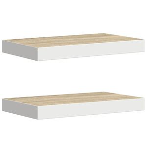vidaXL Pakabinamos lentynos, 2vnt., ąžuolo/baltos, 40x23,5x3,8cm, MDF