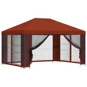 vidaXL Paviljonas su &scaron;oninėmis sienelėmis 4 &times; 3 m Terakotos