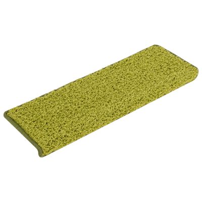 vidaXL Laiptų kilimėliai, 15vnt., žalios spalvos, 65x25cm