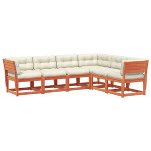 vidaXL Sodo komplektas su pagalvėlėmis, 6 dalių, va&scaron;ko rudas, pu&scaron;is