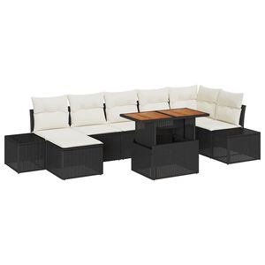 vidaXL Sodo Sofų Rinkinys su saugykla 8 pcs Juoda Poli ratanas