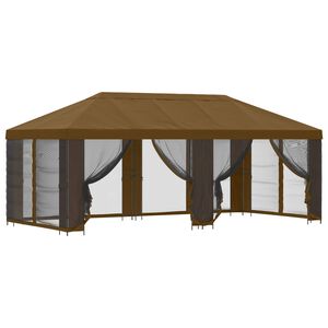 vidaXL Paviljonas su &scaron;oninėmis sienelėmis 6 x 3 m Taupe