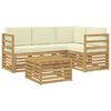 vidaXL Lauko sofos komplektas 5 pcs Balta ir kreminė Poliesteris