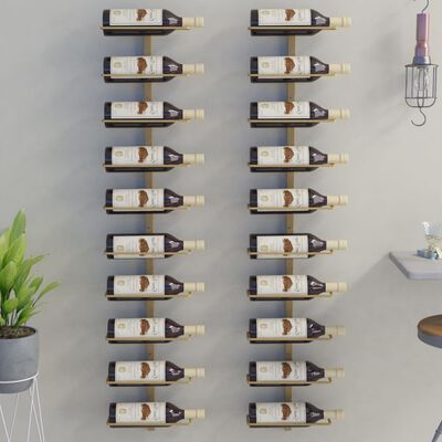vidaXL Prie sienos montuojami vyno laikikliai, 2vnt., aukso, metalas
