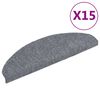 vidaXL Laiptų kilimėliai, lipnūs, 15 vnt., 65x21x4 cm, &scaron;viesiai pilki, pusapvaliai, dideli