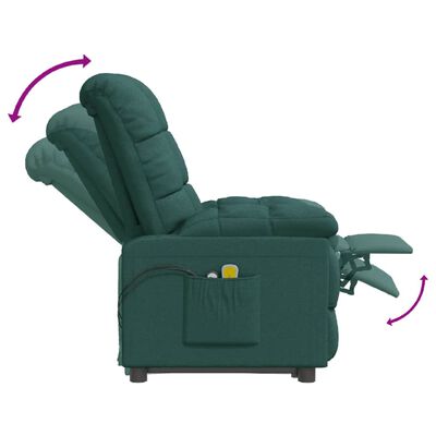 vidaXL Elektrinis masažinis krėslas, tamsiai žalios spalvos, audinys
