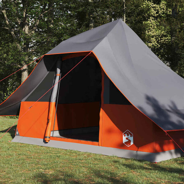 vidaXL Tipi palapinė Pilka ir oranžinė 364 x 281 x 257 cm tafta