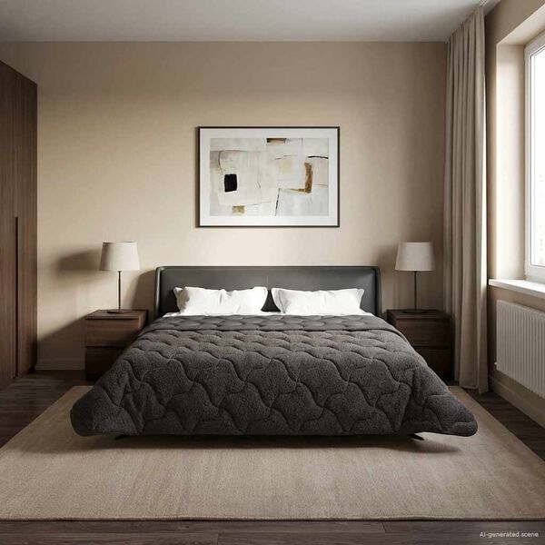 vidaXL Pilna metų antklodė Tik&scaron;tas Antracitas 220 x 260 cm