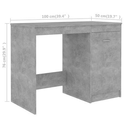 vidaXL Rašomasis stalas, betono pilkos spalvos, 140x50x76cm, MDP
