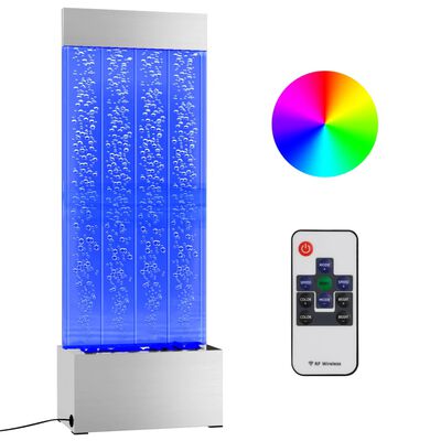 vidaXL Burbulų kolona su įvairių spalvų LED, plienas ir akrilas, 110cm