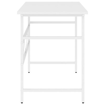 vidaXL Kompiuterio stalas, baltos spalvos, 105x55x72cm, MDF ir metalas