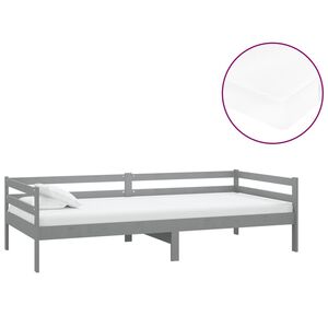 vidaXL Lova su čiužiniu, pilka, 90x200cm, pu&scaron;ies medienos masyvas