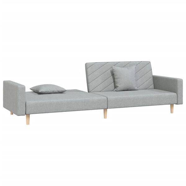 vidaXL Dvivietė sofa-lova su dvejomis pagalvėmis, pilka, audinys
