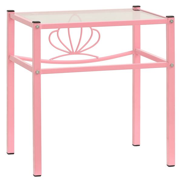 vidaXL Naktinės spintelės, 2vnt., rožinės/skaidrios, metalas/stiklas