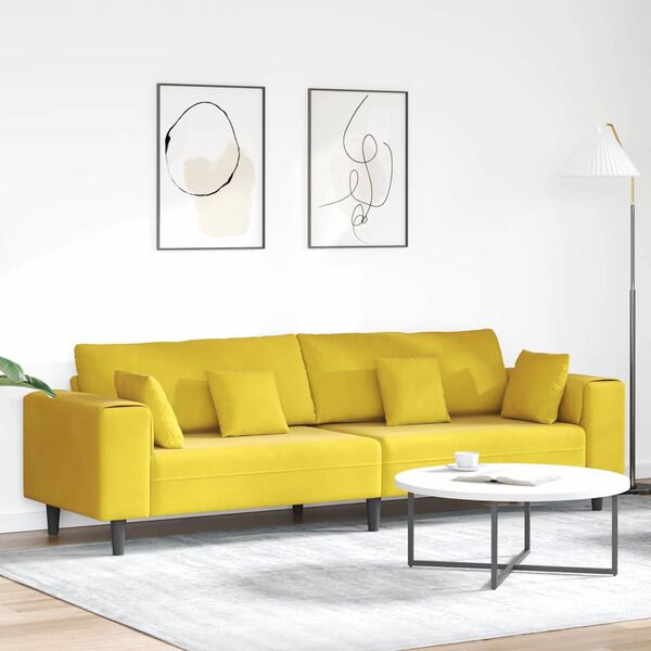 vidaXL Sofa su pagalve Geltona 250 x 77 x 76 cm Aksomas