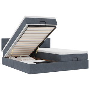 vidaXL Osmanų lovos rėmas su čiužiniais, pilkas, 160x200cm, aksomas