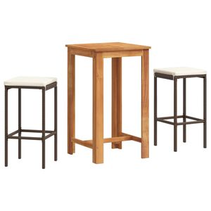vidaXL Sodo baro komplektas, 3 dalių, rudas, akacija ir poliratanas