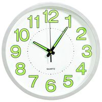 vidaXL Šviečiantis sieninis laikrodis, baltos spalvos, 30cm