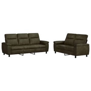 vidaXL Sofos komplektas 2 pcs Armijos Žalia Dirbtinė suedė oda