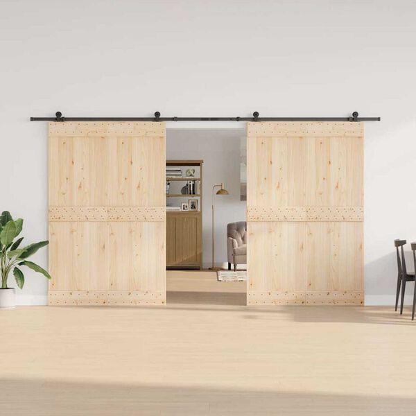 vidaXL Stumdomų durų įrangos rinkinys, juodos sp., 400 cm, plienas