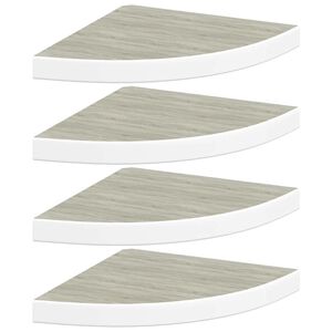 vidaXL Sieninės lentynos, 4vnt., baltos/ąžuolo, 35x35x3,8cm, MDF