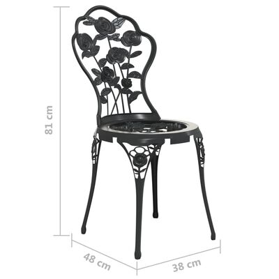 vidaXL Bistro kėdės, 2vnt., juodos spalvos, lietas aliuminis